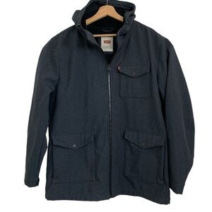 Levi’s Fleece Lined Hooded Trucker Jacket Mens XXL Navy Blue
